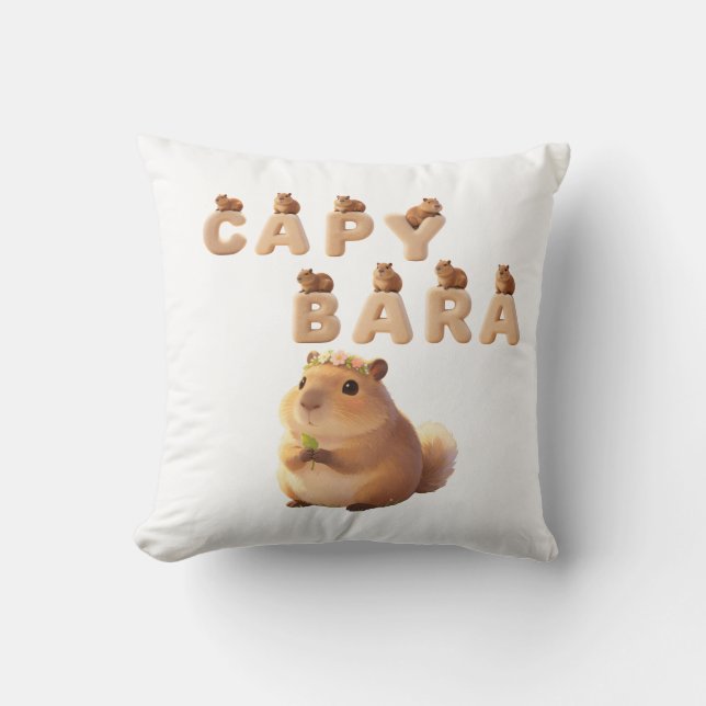 Cute Fluffy Capybara Decorative Pillow, Adorable A Throw Pillow (Front)