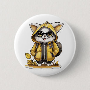 cute fluffy cat fall aesthetics 2 inch round button