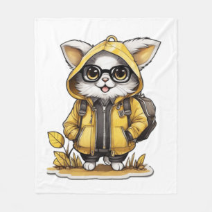 cute fluffy cat fall aesthetics   fleece blanket