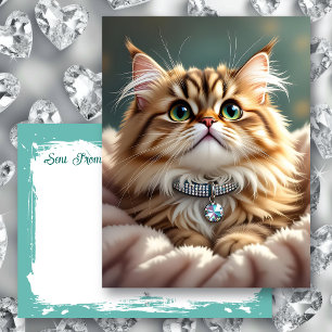 Cute Fluffy Cat Keeping in Touch Postcard