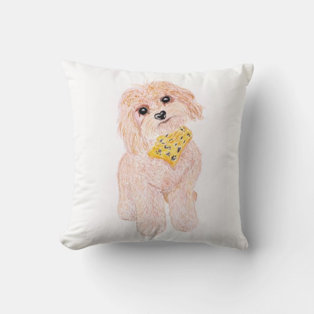 Cute fluffy dog. throw pillow (Front)