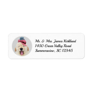 Cute Fluffy Dog with Cat Return Address