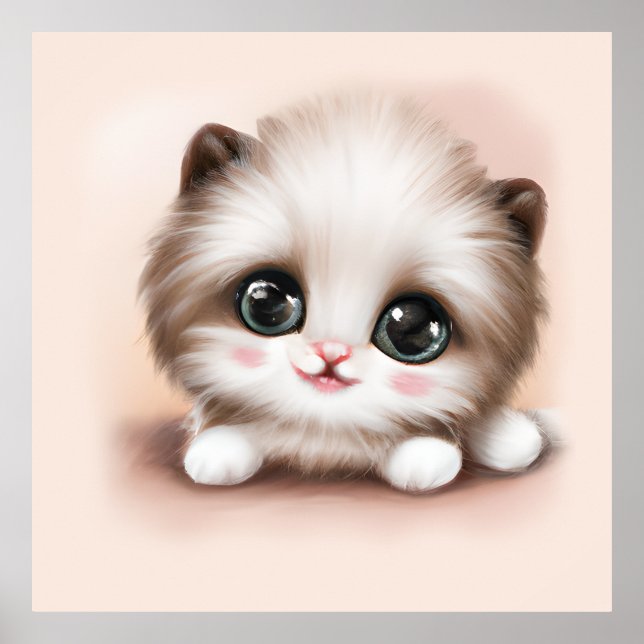 Cute Fluffy Furr Ball Kitten Poster (Front)