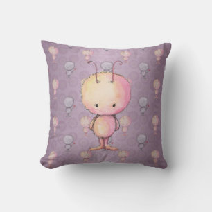 Cute Fluffy Fuzzy Monsters Throw Pillow