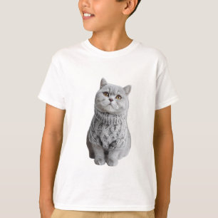 Cute Fluffy Grey Cat Sweater Kids