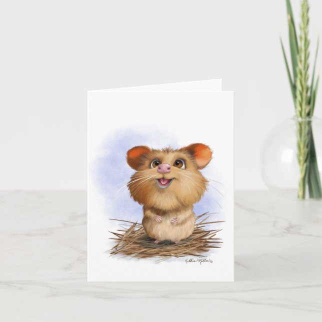  Cute Fluffy Hamster Cartoon Card (Front)