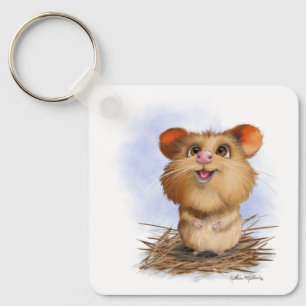  Cute Fluffy Hamster Cartoon Keychain