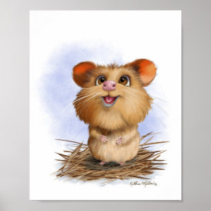 Cute Fluffy Hamster Cartoon Poster