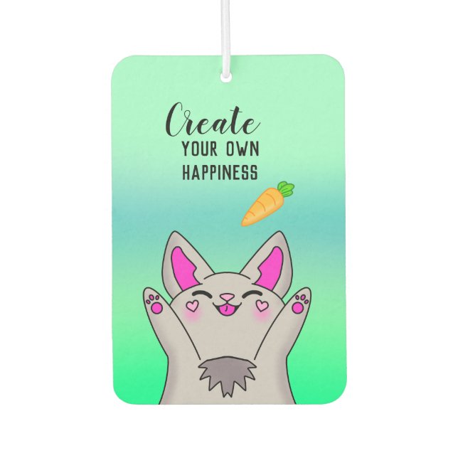 Cute Fluffy Happy Bunny Positive Vibe Sweet Air Freshener (Front)
