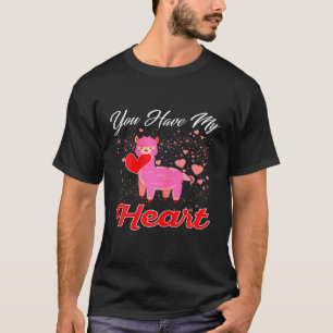 Cute Fluffy Llama Hearts Valentines Day T-Shirt