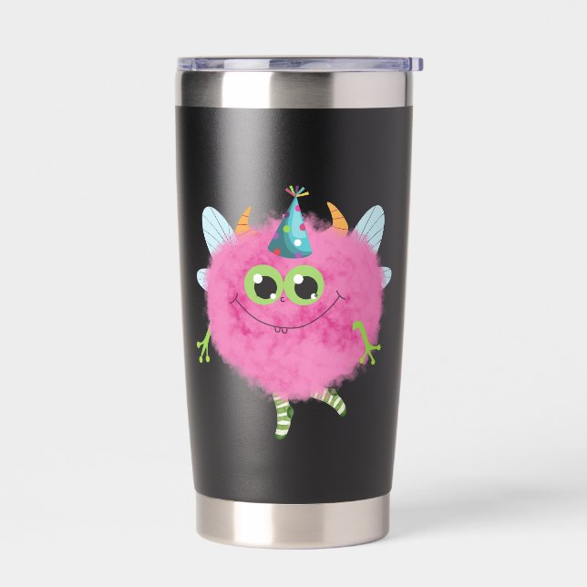 Cute fluffy monster Travel Mugs Insulated Tumbler (Left)