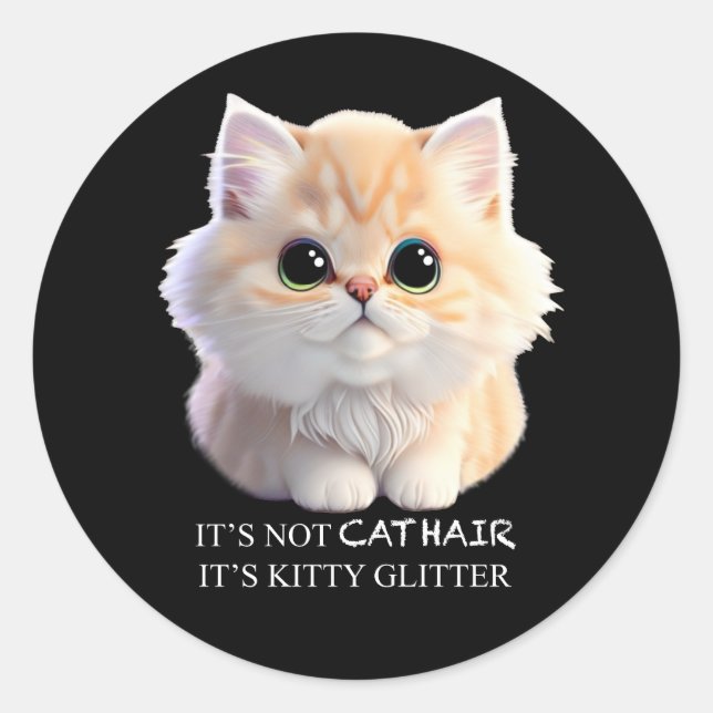 Cute fluffy orange and white kitten cat classic round sticker (Front)