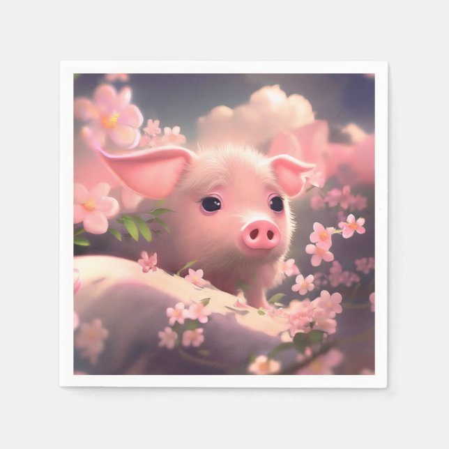 Cute Fluffy Pig Napkin (Front)