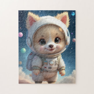 Cute Fluffy Puppy Astronaut Jigsaw Puzzle