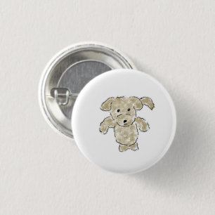 Cute Fluffy Puppy Crayon Gift 1 Inch Round Button
