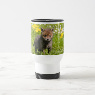 Cute Fluffy Red Fox Cub Wild Baby Animal Thermocup Travel Mug