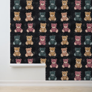 Cute Fluffy Sitting Teddy Bear Chalk Drawing Wallpaper