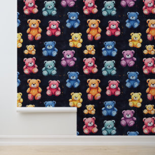 Cute Fluffy Sitting Teddy Bear Chalk Drawing Wallpaper