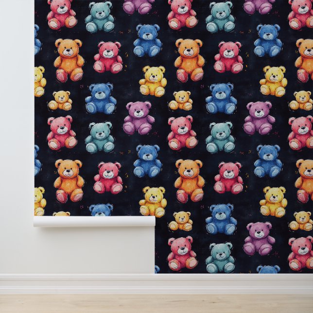 Cute Fluffy Sitting Teddy Bear Chalk Drawing Wallpaper (Application)