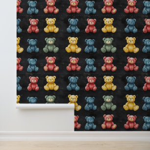 Cute Fluffy Sitting Teddy Bear Chalk Drawing Wallpaper