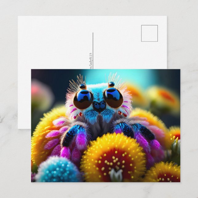 Cute fluffy spider, Postcrossing Postcard (Front/Back)
