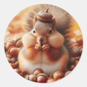 Cute Fluffy Squirrel  Classic Round Sticker