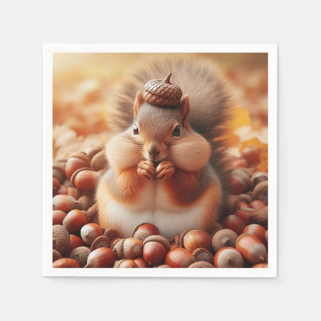 Cute Fluffy Squirrel  Napkin (Front)