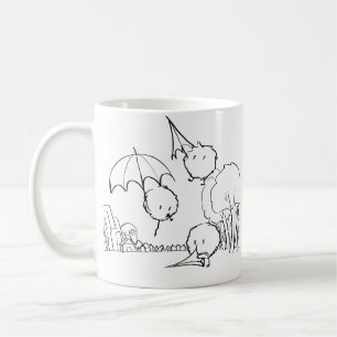 Cute fluffy umbrella creatures coffee mug