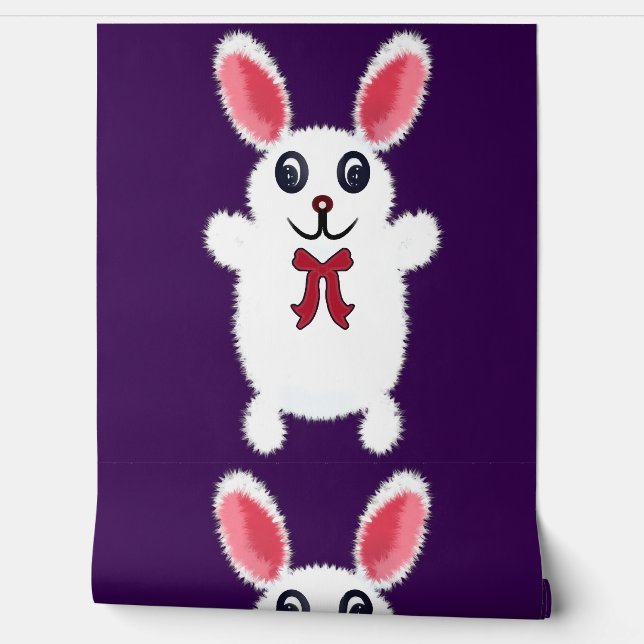 Cute Fluffy White Bunny Rabbit with Red Bow - Chri Wallpaper (Unrolling)