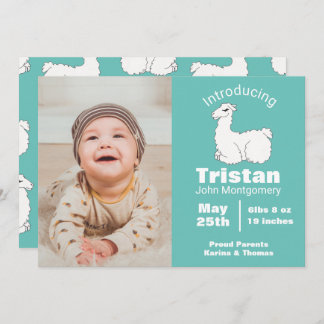 Cute Fluffy White Llama Faire-part de naissance