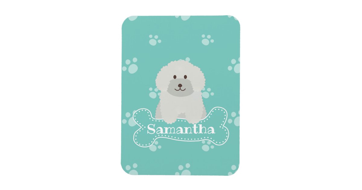 Download Cute Fluffy White Poodle Puppy Dog Lover Monogram Magnet ...