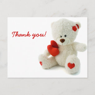 Cute Fluffy White Teddy Bear With a Heart Postcard