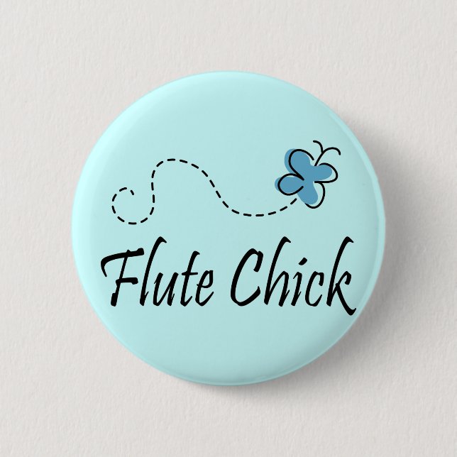 Cute Flute Chick 2 Inch Round Button (Front)