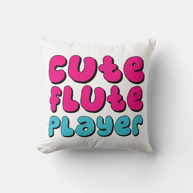 Cute Flute Player Throw Pillow (Front)