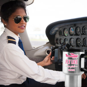 Cute Fly Like A Girl Pink Airplane Girly Aviation