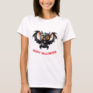 Cute Flying Bat   Happy Halloween  T-Shirt
