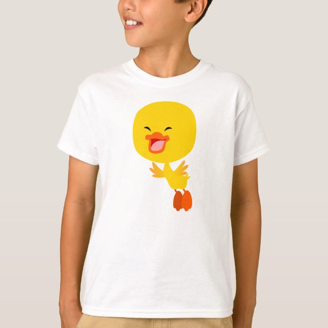 Cute Flying Cartoon Duckling Children T-Shirt (Front)