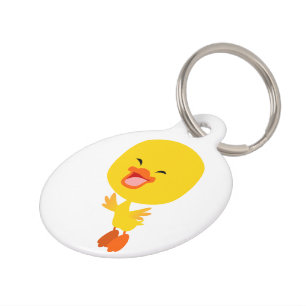 Cute Flying Cartoon Duckling Dog Tag