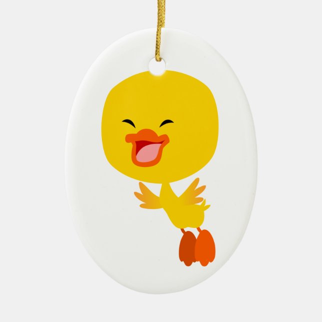 Cute Flying Cartoon Duckling Ornament (Front)