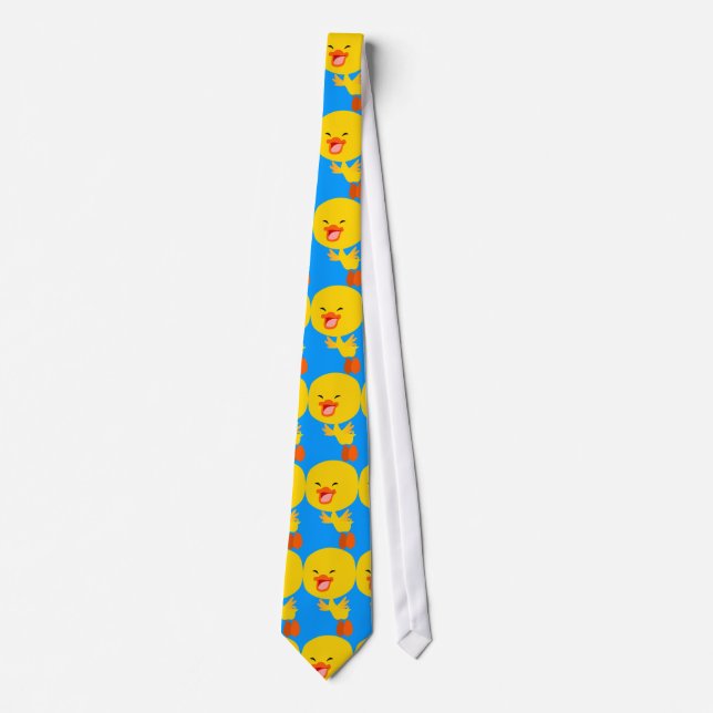 Cute Flying Cartoon Duckling Tie (Front)