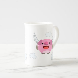 Cute Flying Cartoon Pig Bone China Mug