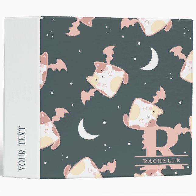 Cute Flying Cats in a Blue Background Binder (Front/Spine)