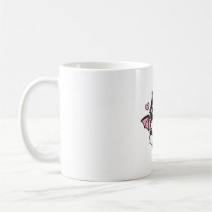 Cute Flying Demon Black Cat Holding Skull Coffee Mug