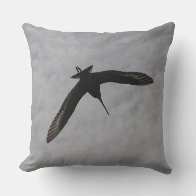 Cute Flying Godwit Throw Pillow (Front)