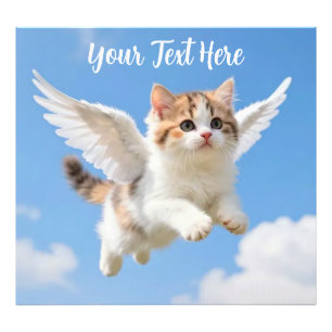 Cute Flying Kitten Calico Tabby Blue Sky Photo Print