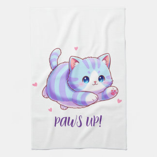 Cute Flying Lavender Kitten Kawaii Kitchen Towel