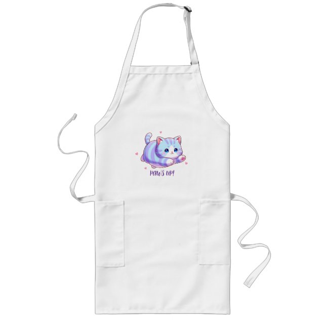 Cute Flying Lavender Kitten Kawaii Long Apron (Front)