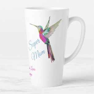 Cute flying pig   Super Mom   Pink Hearts  Latte M Latte Mug