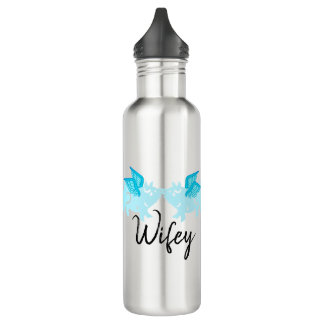 Cute Flying Pigs with Wings Teal When Fly 710 Ml Water Bottle