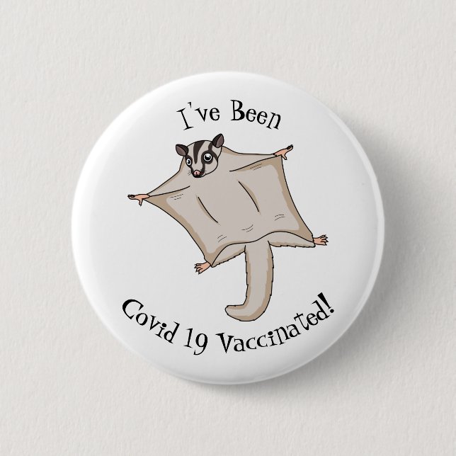 Cute flying sugar glider cartoon illustration  2 inch round button (Front)